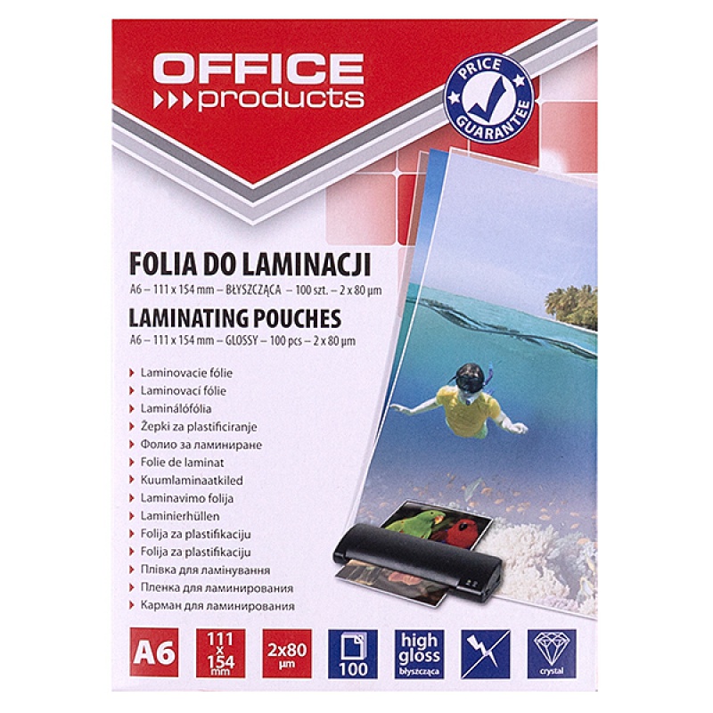 FOLIA DO LAMINACJI A6 100SZT 2x 80um OFFICE