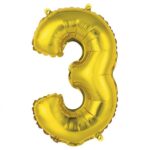 Balon foliowy "Cyfra 3", złota, 35 cm