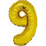 Balon foliowy "Cyfra 9", złota, 35 cm