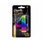 Świeczka B&C cyferka 4, Galaxy, 8,0 cm