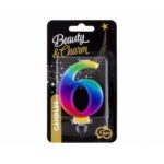 Świeczka B&C cyferka 6, Galaxy, 8,0 cm