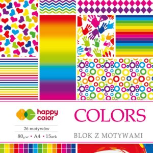 Blok z motywami COLORS 80g,A4, 15ark, 27 motyw