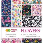 Blok z motywami FLOWERS 80g,A4, 15ark, 25 motyw