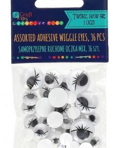 SAMOPRZYLEPNE RUCHOME OCZKA Z RZĘSAMI MIX - CZARNE