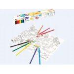 Kolorowanka w rolce  30x198 samoprzylepna + kredki