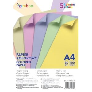Papier kolorowy A4 100 arkuszy pastelowe GIMBO