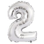 Balon foliowy "Cyfra 2", srebrna, 35 cm
