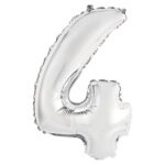 Balon foliowy "Cyfra 4", srebrna, 35 cm