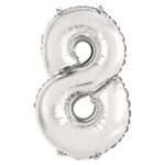 Balon foliowy "Cyfra 8", srebrna, 35 cm