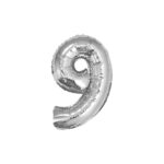 Balon foliowy "Cyfra 9", srebrna, 35 cm