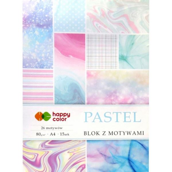 Blok z motywami PASTEL 80g,A4, 15ark, 26 motyw