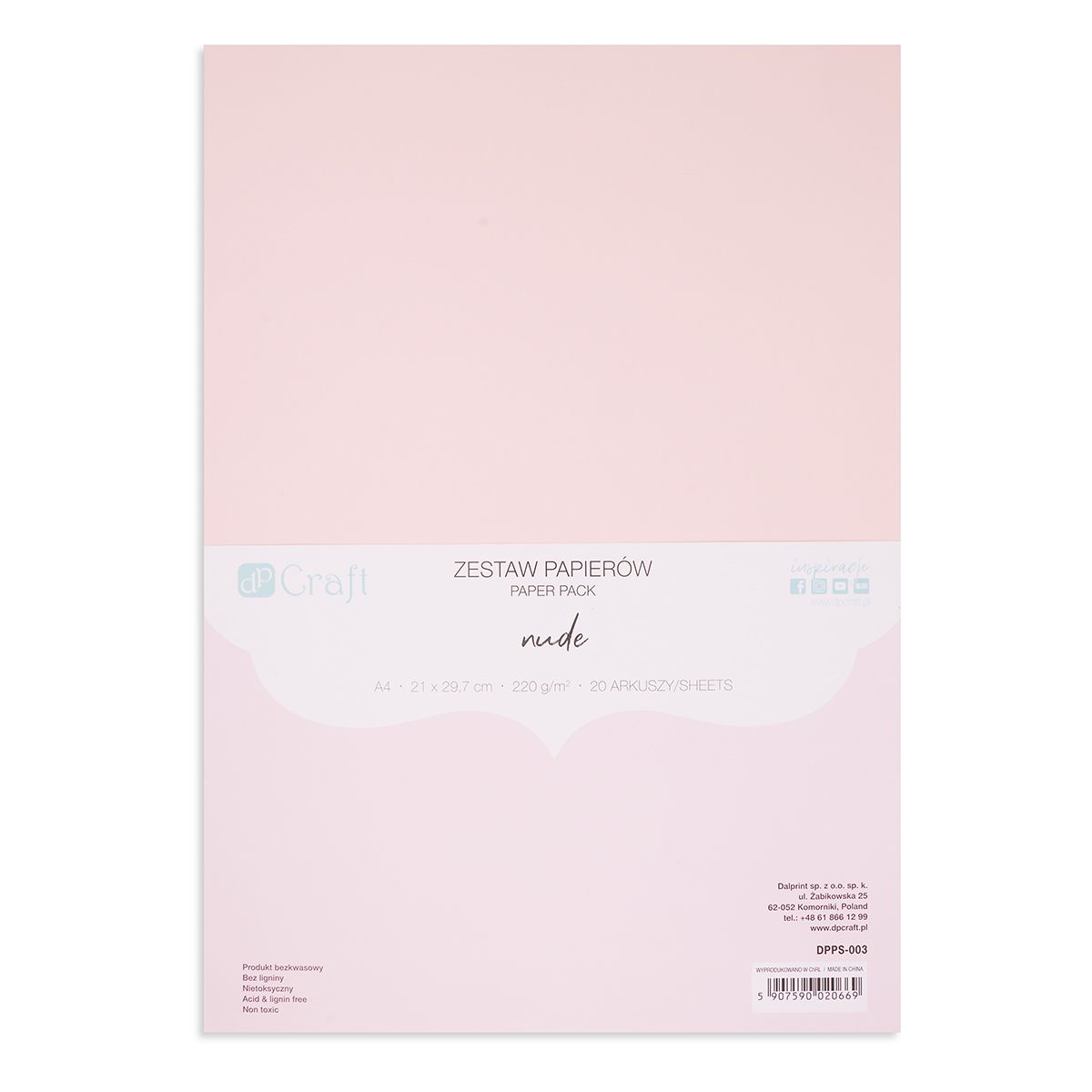 ZESTAW PAPIERÓW 220G - NUDE, A4, 20 ARK