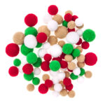 POMPONY PLUSZOWE MIX JOLLY CHRISTMAS, 80 SZT