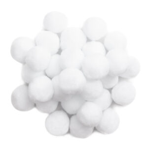 POMPONY POLIESTROWE 5 CM BIAŁE, 30 SZT.