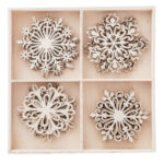 KSZTAŁTY Z DREWNA ŚNIEŻYNKI, 20 SZT.