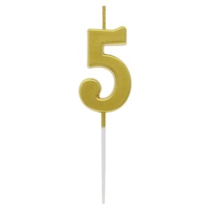 Świeczka piker B&C cyferka 5, metaliczna złota