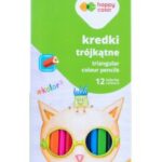 Kredki Happy Color Drewniane, trójkątne 12 kol.