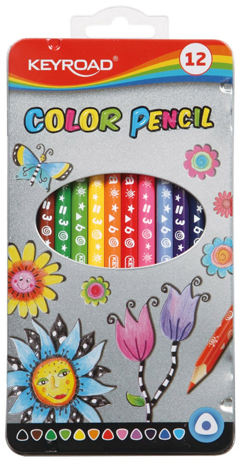 KREDKI OŁÓWKOWE TRÓJKĄTNE 3mm 12szt METAL PUDEŁKO