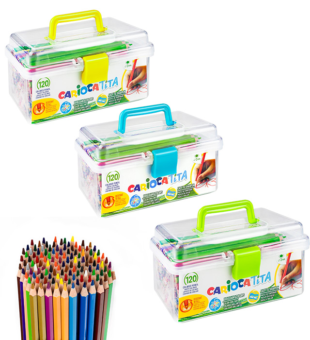 KREDKI OŁÓWKOWE W KUFERKU 120szt CARIOCA TITA