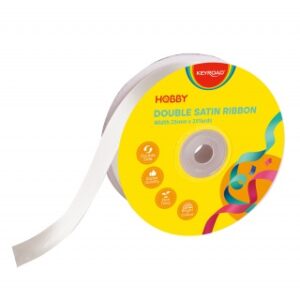 WSTĄŻKA SATYNOWA KEYROAD 25X22,6MM BIAŁA