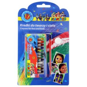 KREDKI DO TWARZY I CIAŁA 12 KOLORÓW(GĄBKA , PĘDZEL