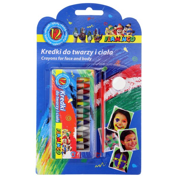 KREDKI DO TWARZY I CIAŁA 12 KOLORÓW(GĄBKA , PĘDZEL