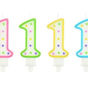 ŚWIECZKA CYFERKA 1 W KROPKI 7.5 CM