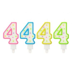 ŚWIECZKA CYFERKA 4 W KROPKI 7,5 CM