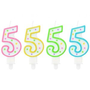 ŚWIECZKA CYFERKA 5 W KROPKI, 7.5 CM