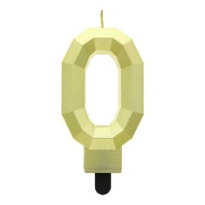 ŚWIECZKA CYFERKA 0 DIAMENT METALIK ZOLOTY 7.6 CM