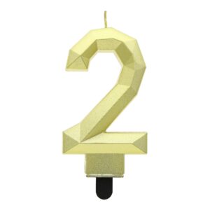 ŚWIIECZKA CYFERKA 2 DIAMENT METALIK ZŁOTY 7.6 CM