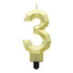 ŚWIECZKA CYFERKA 3 DIAMENT METALIK ZŁOTY 7.6 CM