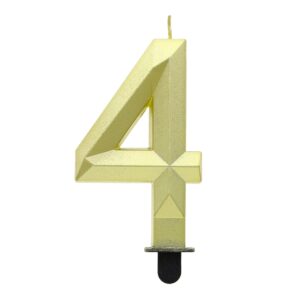 ŚWIECZKA CYFERKA  4 DIAMOND METALIK ZŁOTY 7,6 CM