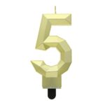 ŚWIECZKA CYFERKA 5 DIAMENT METALIK ZŁOTY 7,6 CM