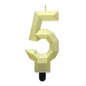 ŚWIECZKA CYFERKA 5 DIAMENT METALIK ZŁOTY 7,6 CM