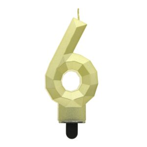 ŚWIECZKA CYFERKA 6 DIAMENT METALIK ZŁOTY 7,6CM