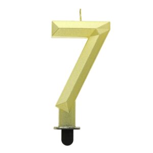 ŚWIECZKA CYFERKA 7 DIAMENT METALIK ZŁOTY 7,6CM