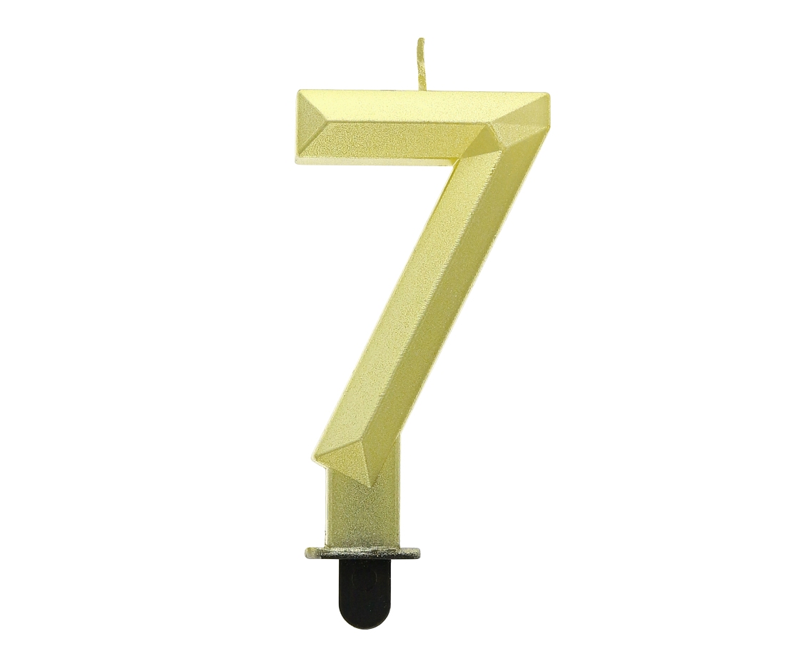 ŚWIECZKA CYFERKA 7 DIAMENT METALIK ZŁOTY 7,6CM