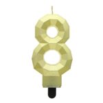 ŚWIECZKA CYFERKA 8 DIANENT METALIK ZŁOTY 7,6CM