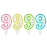 ŚWIECZKA CYFERKA W KROPKI 9 , 7.5 CM