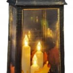 LATARENKA LED JESIENNAZ 3 ŚWIECZKAMI NA BAT. GOLD