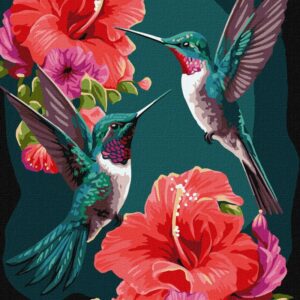 MALOWANIE PO NUMERACH,40X50CM METALLIC KOLIBRY