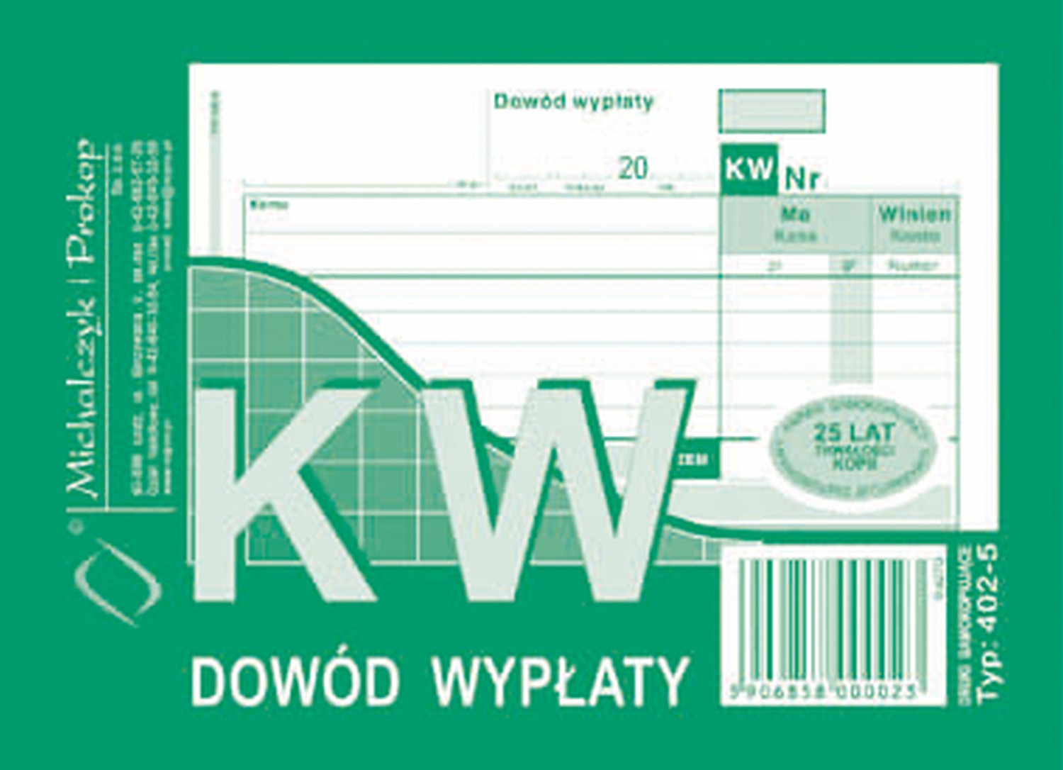 DRUK KW DOWÓD WYPŁATY A6 WIELOKOPIA