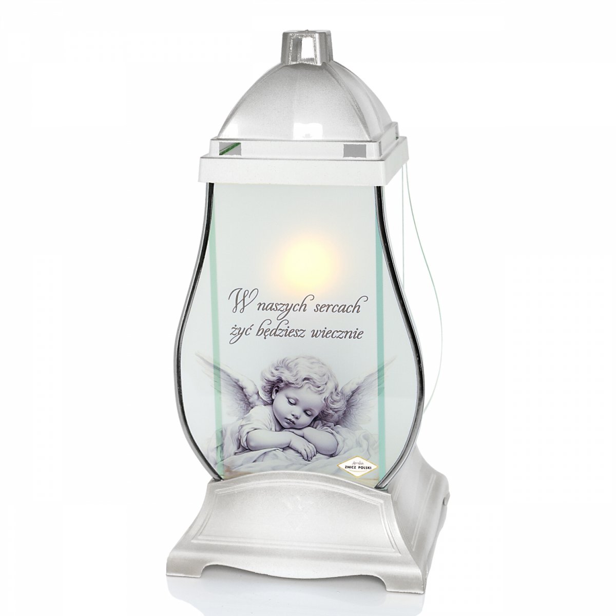 ZNICZ GRUSZKA BIAŁA ANIOŁ RETRO SREBRNY