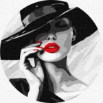 MALOWANIE PO NUMERACH FI 26cm DAMA W KAPELUSZU (3)