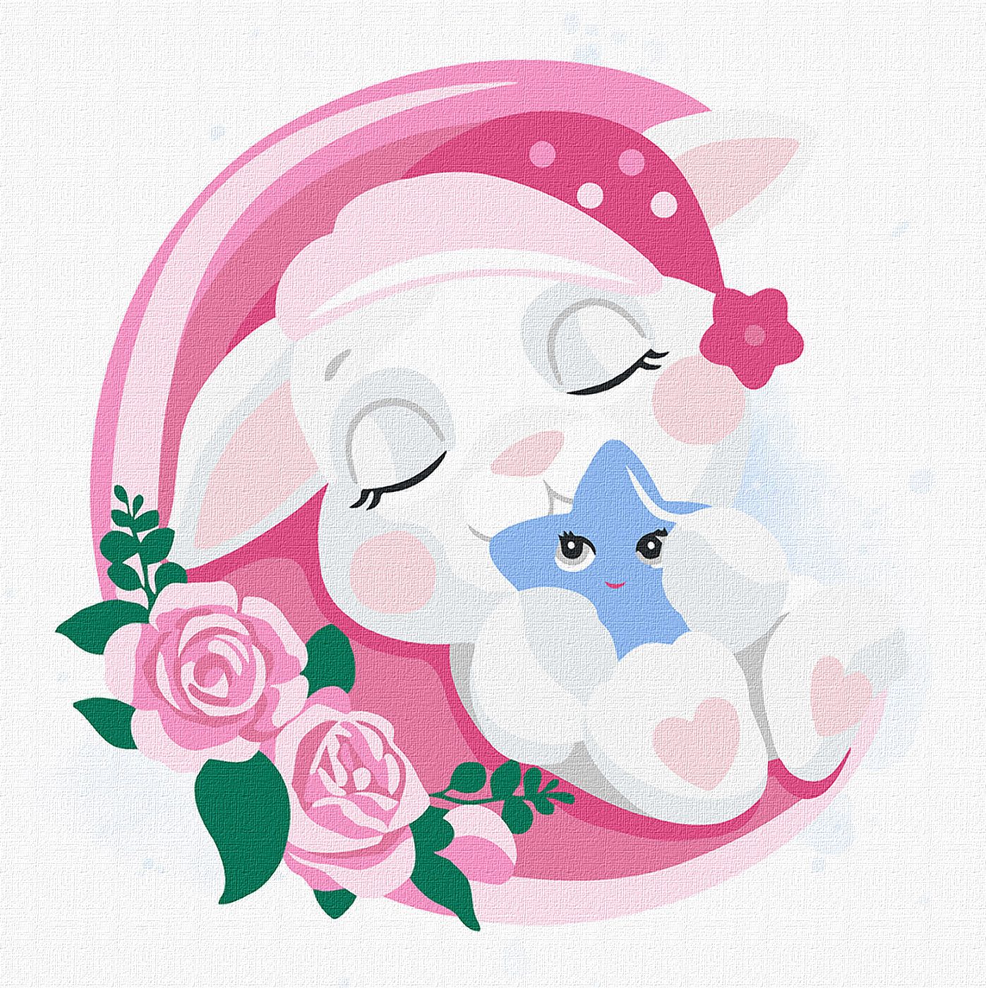 MALOWANIE PO NUMERACH 30X30 ŚPIĄCY KRÓLICZEK