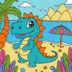 MALOWANIE PO NUMERACH 25X25 ZABAWNY DINOZAUR (2)