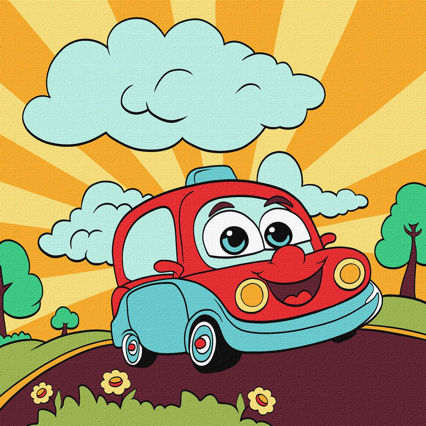 MALOWANIE PO NUMERACH FI 25X25cm ZABAWNA PODRÓŻ (2