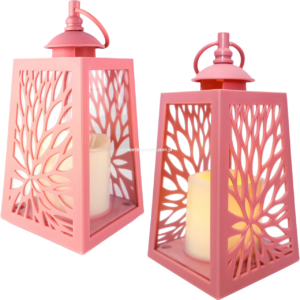 LATARENKA AŻUROWA LED NA BATERIE (2XR6) ROSE