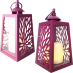 LATARENKA AŻUROWA LED NA BATERIE (2XR6) MAGENTA PU